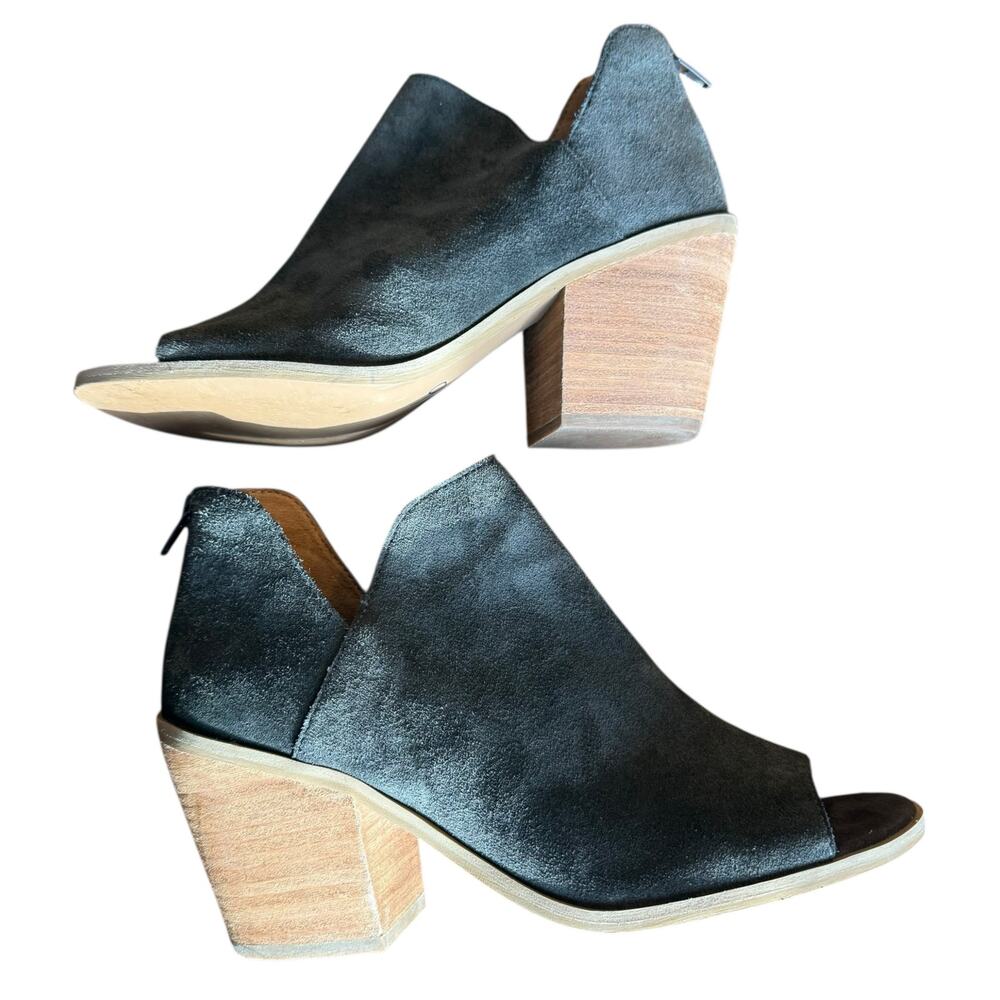 Susina Women's Carina Lea‎ Charcoal Gray Suede Peep Toe Ankle Booties - Size 8 - Picture 4 of 10